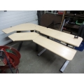 Blonde Corner Height Adjustable Sit Stand Workstation Desk Table